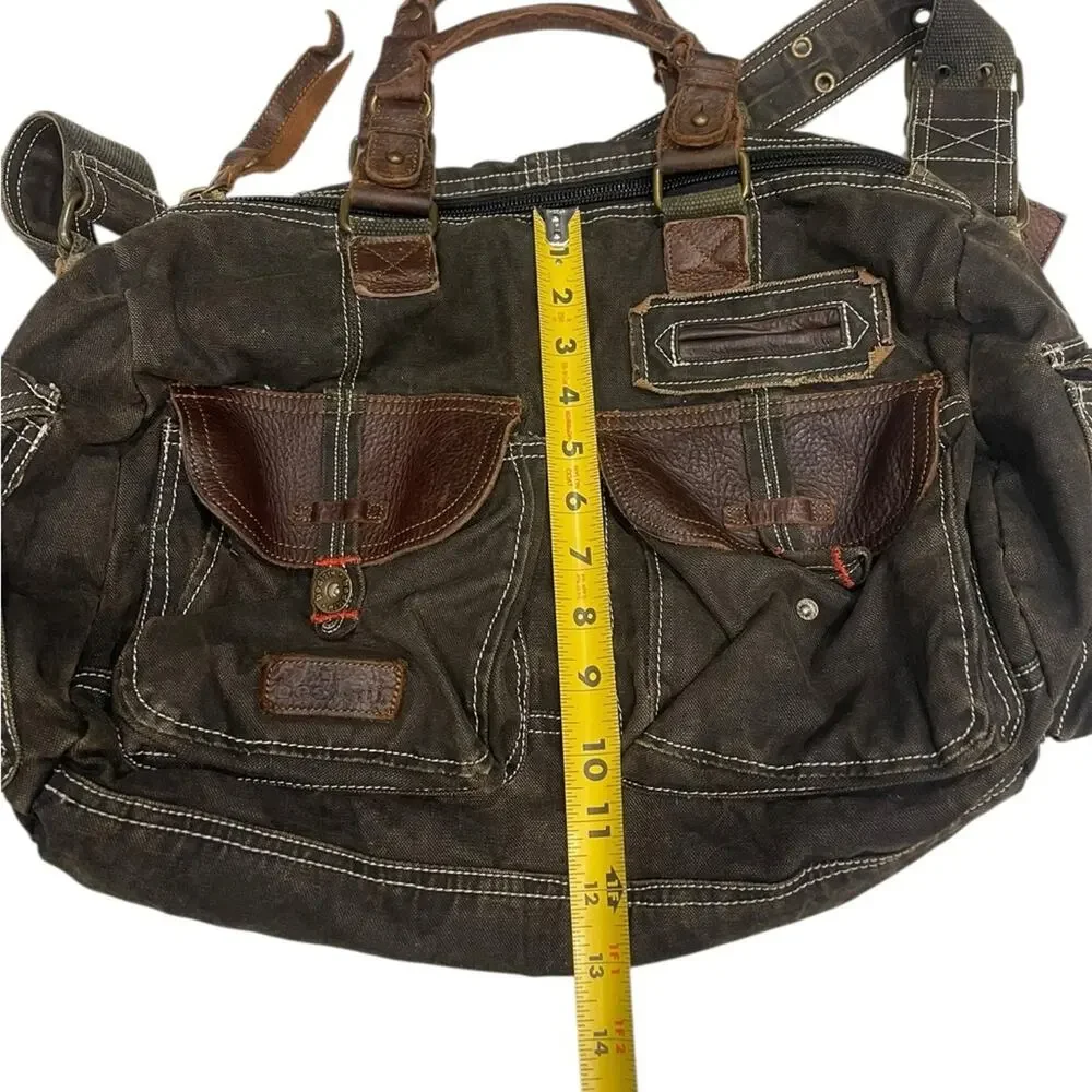 Bed stu military style leather/canvas bag